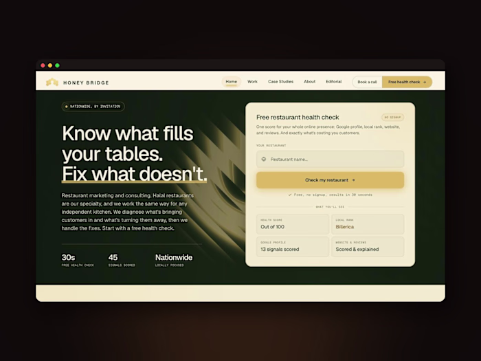 Honey Bridge, the agency site I build and run