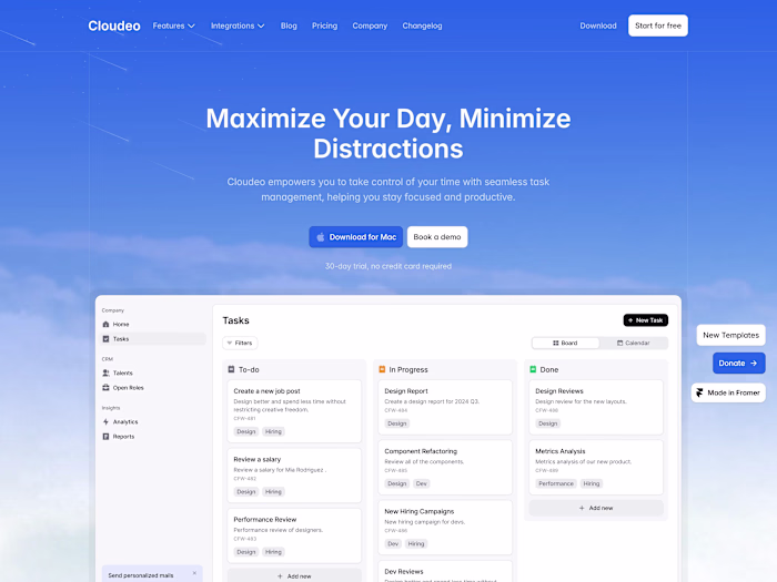 Cloudeo - Framer Web design & Development 