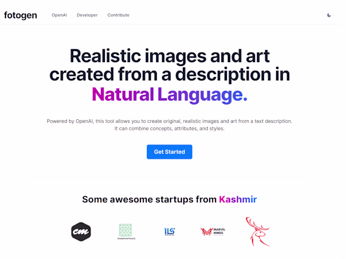 NextJS app to Generate image and art from keywords