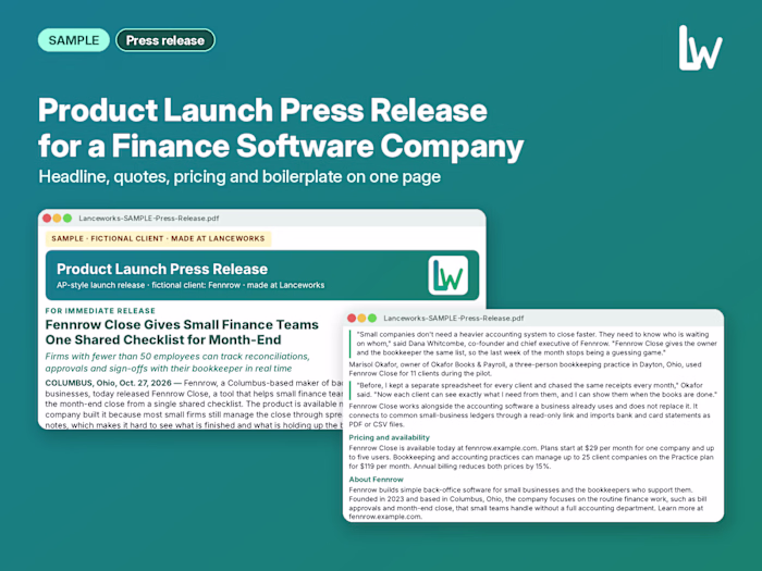 Product Launch Press Release for a Finance Software Company