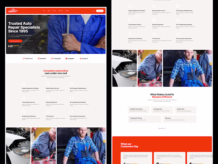 Auto Repair & Service UI Landing Page Design