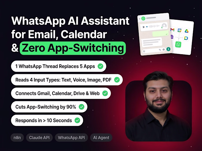 WhatsApp AI Personal Assistant for Email, Calendar & Files