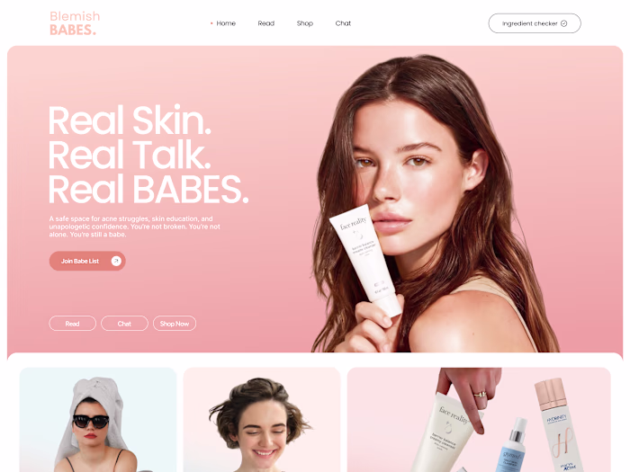 Blemish babes Skincare Website.