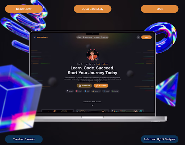NamasteDev: Redesigning the Learning Experience