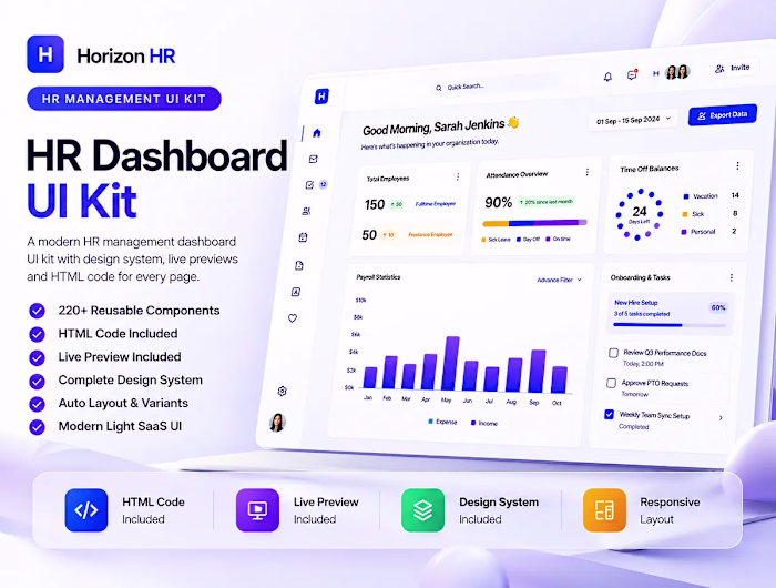 Horizon HR — Modern HR Dashboard UI Kit