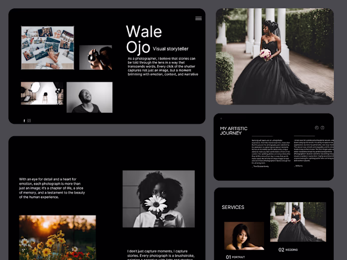 Portfolio website for a visual storyteller