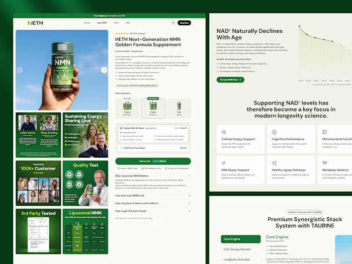 Wellness Supplement Product Page | Ecommerce UI/UX Design
