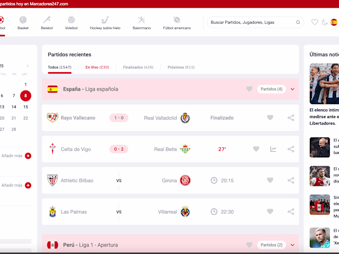 Marcadores247.com - A live score app 