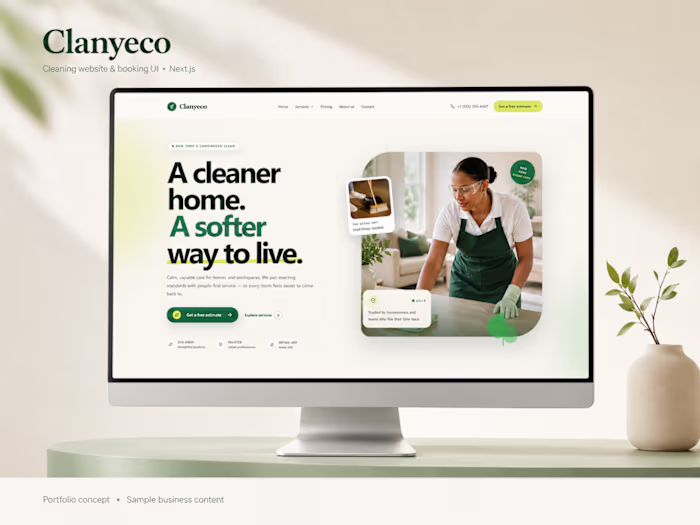 Clanyeco — Next.js Cleaning Website & Booking UI