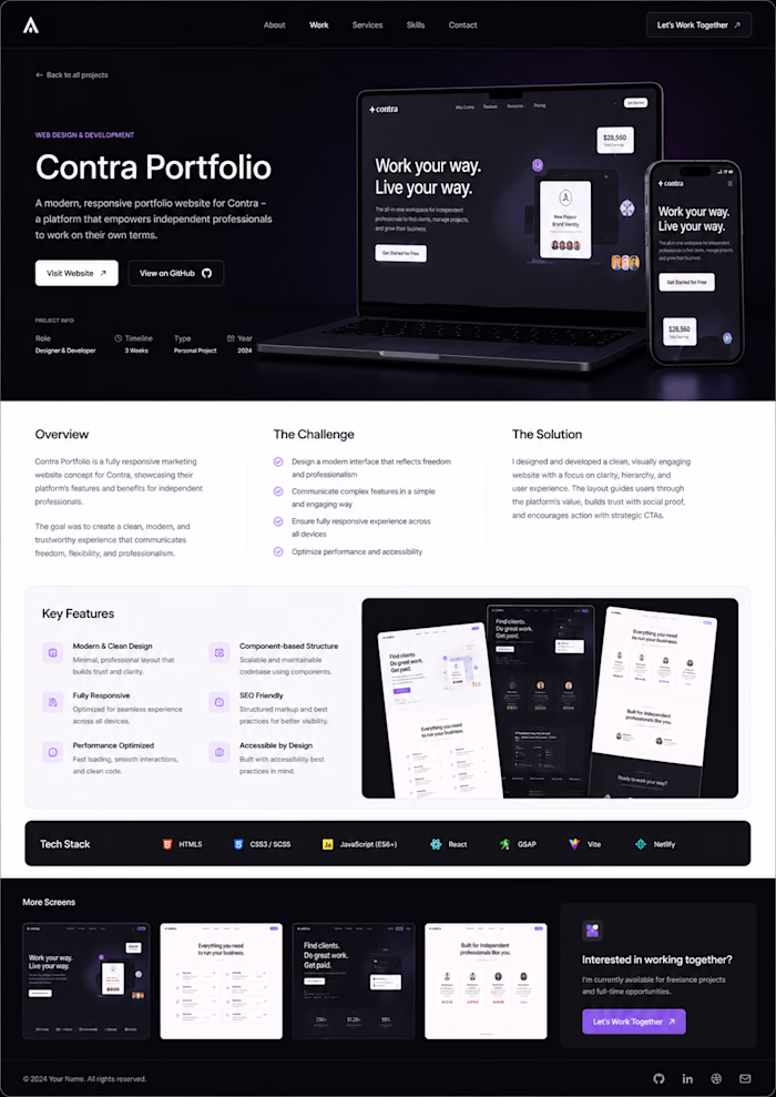 Project Title: Contra Portfolio Website Design I designed an...