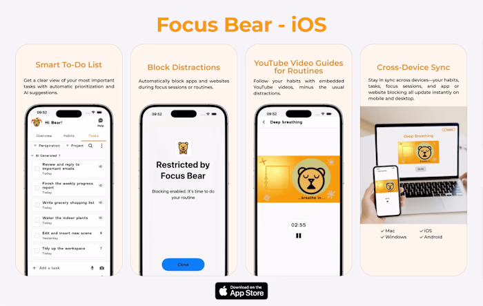 Focus Bear — ADHD Productivity iOS App
