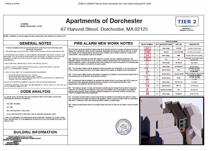Fire Alarm drawing plan including fire alarm narrative with ...