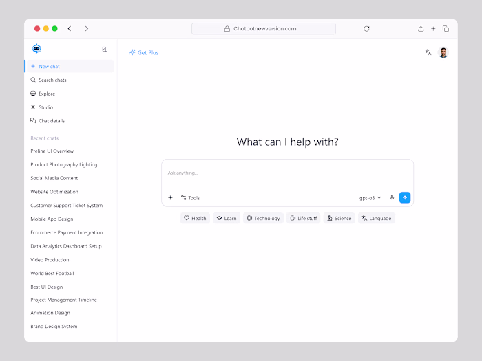 AI Chatbot Web App UI