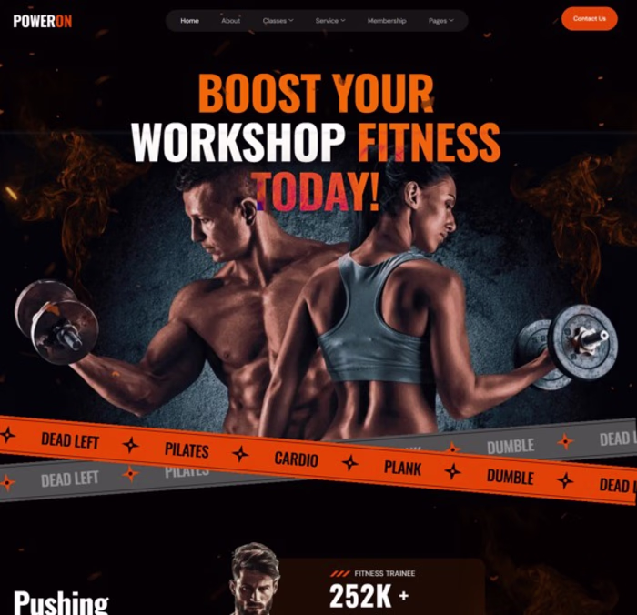 Wordpress Website PowerOn – Gym & Fitness Elementor