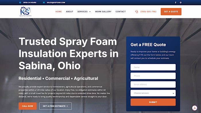K&S Spray foam Insulation Website.