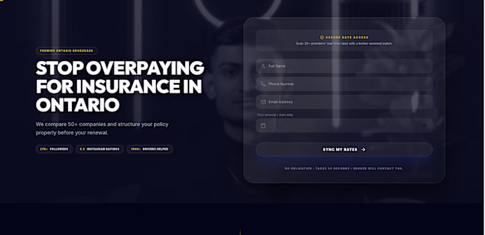 Insurance Brokerage Landing Page & Lead Generation Platform