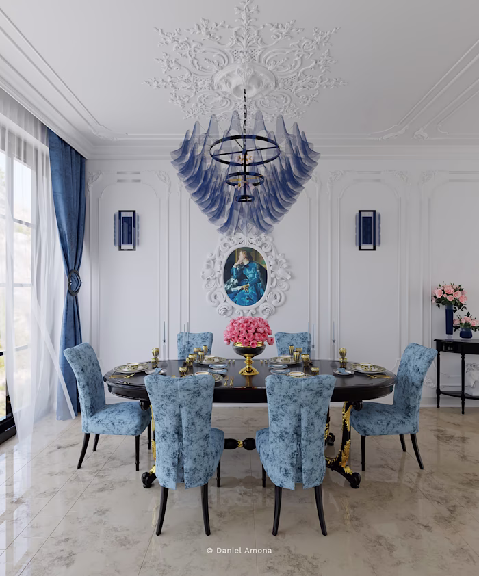 3D Interior Dining Room Design. 
