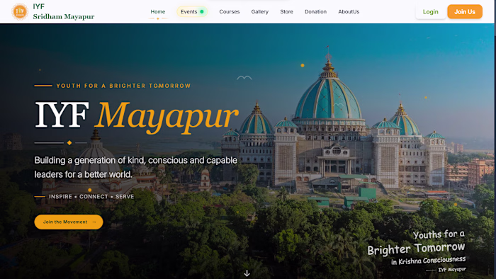 Development of IYF Sridham Mayapur Digital Platform