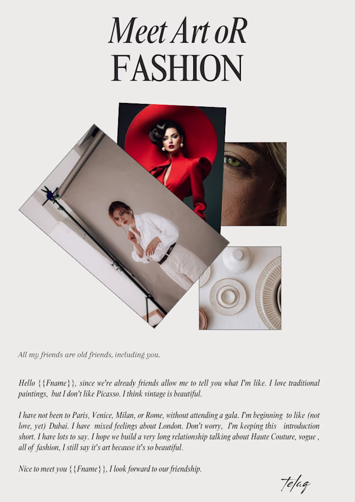 Welcome Email for a High Fashion Newsletter