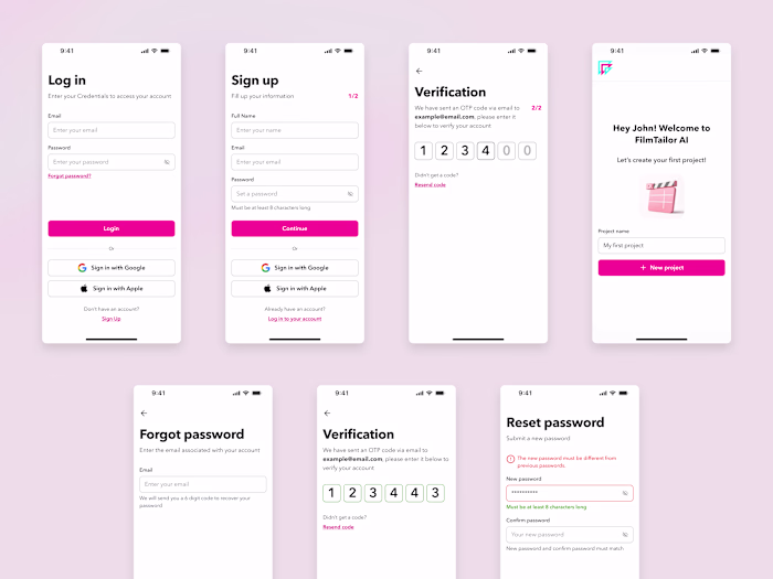 Auth flow for https://www.filmtailor.ai/ 