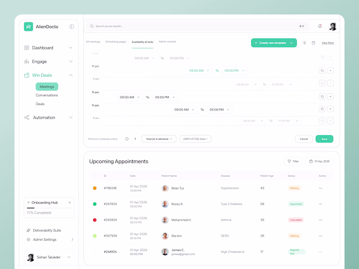 Doctor Appointment Management Dashboard Design