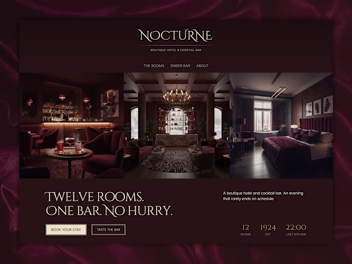 Nocturne | Boutique Hotel & Bar Framer Template