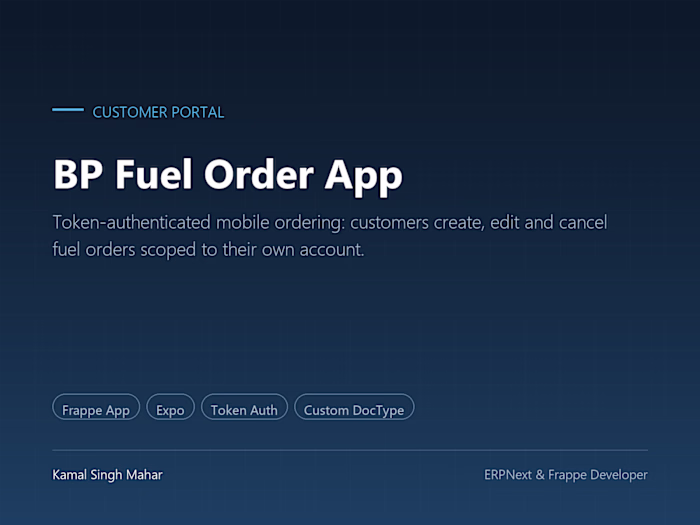 BP Fuel Order App - Customer Ordering on Frappe