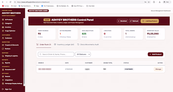 Developed a complete e-commerce administration