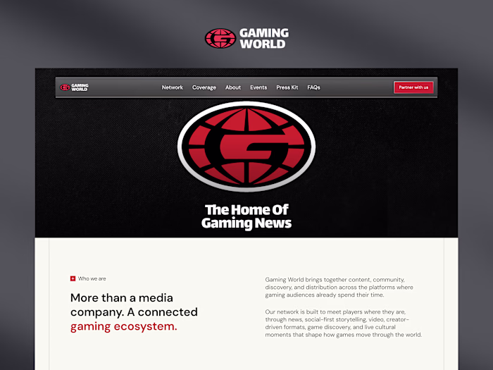 Gaming World Media Website Design & Framer Development