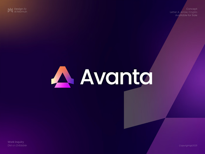 Avanta— Letter A, Arrow, Fintech, Finance, Crypto, DeFi, Logo