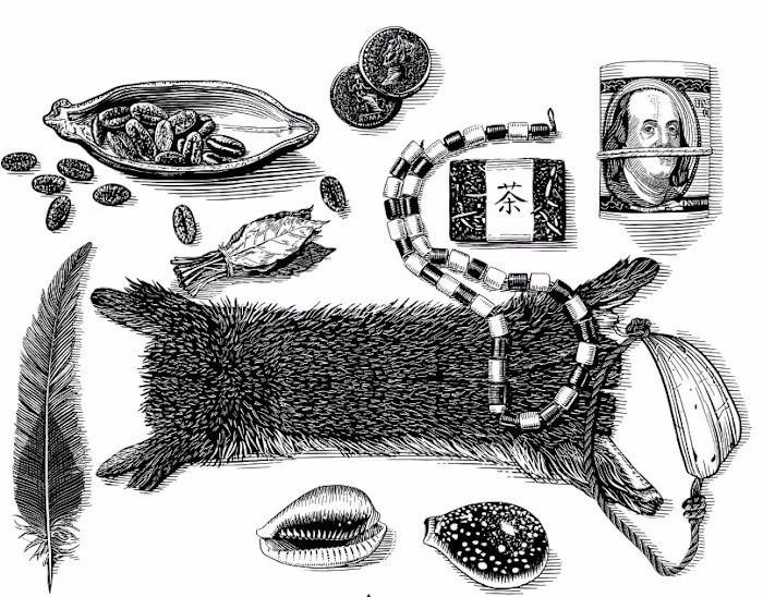 Evolution of cash - Engraving illustration