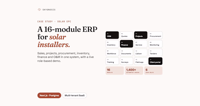 SolarOS: 16-Module ERP for Solar Installers