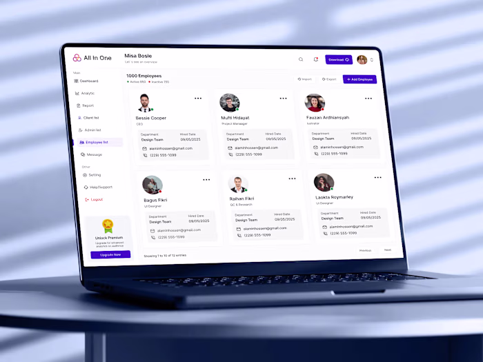 Employee Management Dashboard UI/UX Design
