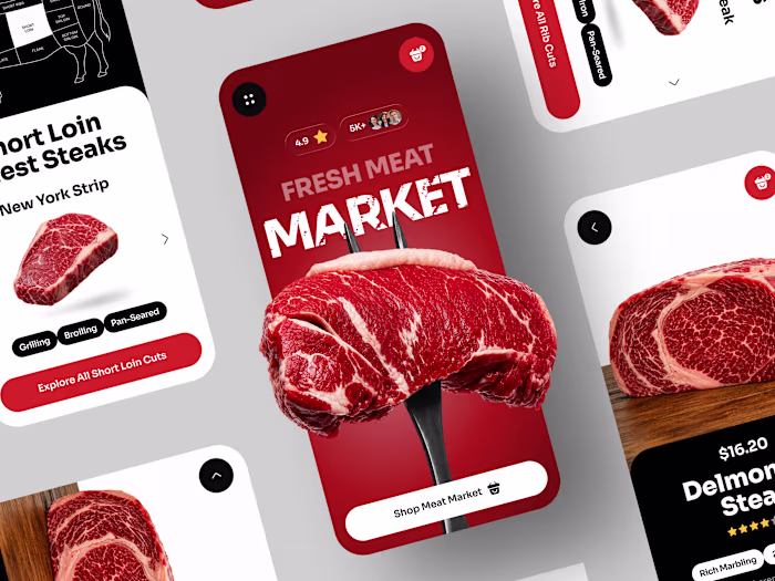 Online Meat Market Mobile App UI Design