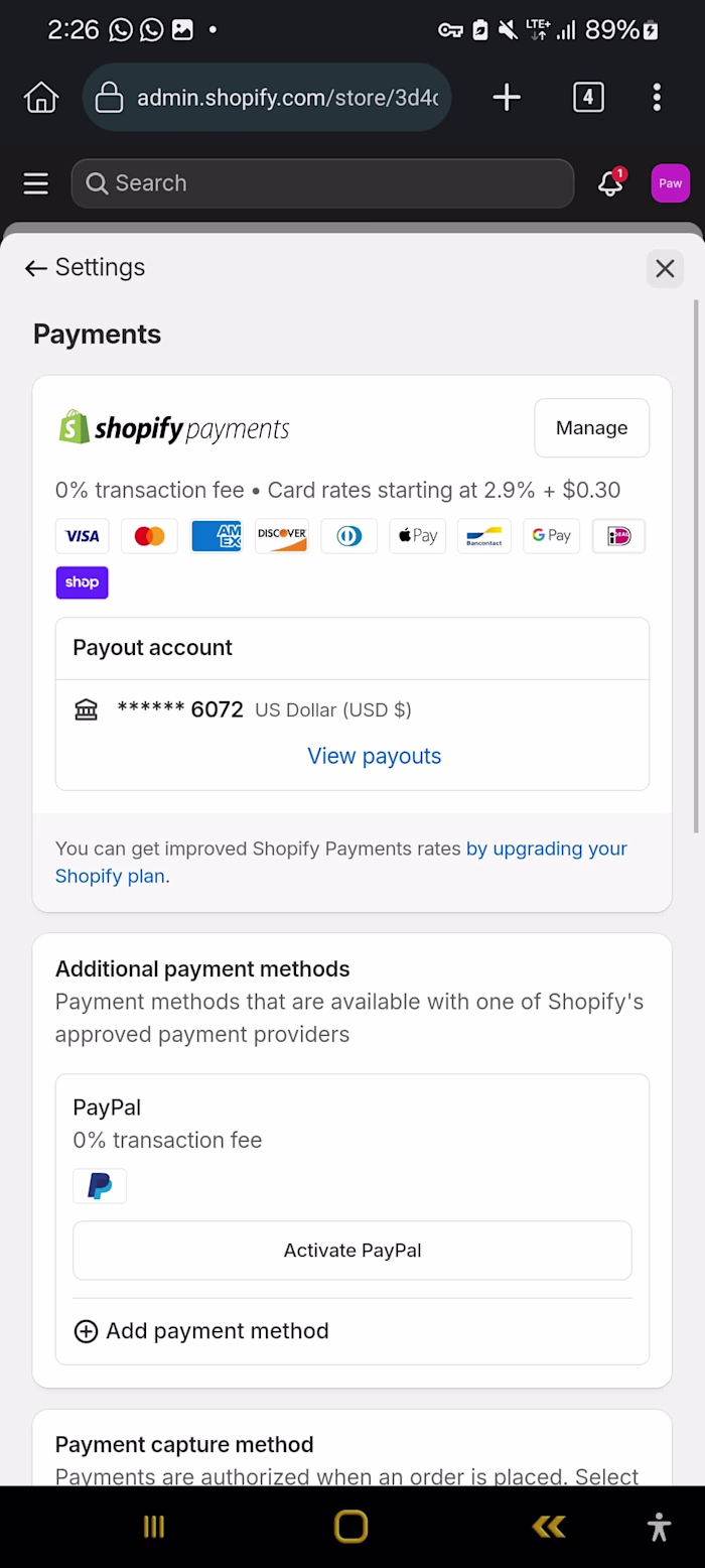 Shopify payment gateway integration 