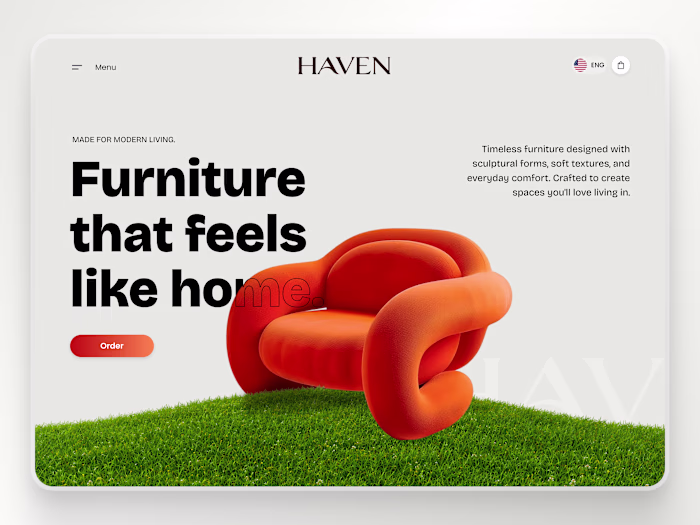 A luxury furniture landing page