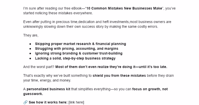 Email Campaign for Business Breakthrough Kit