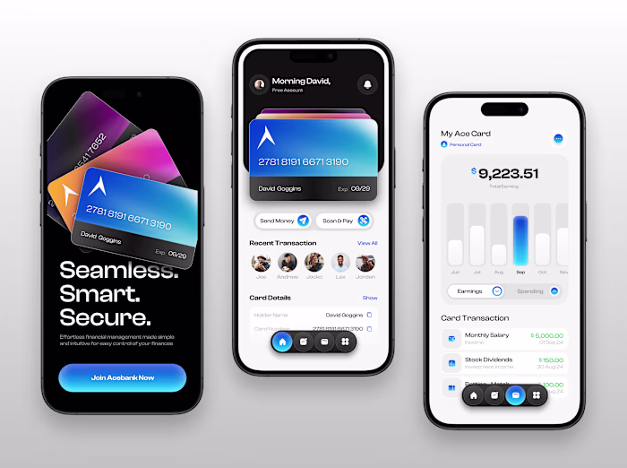 Acebank - Neobanking card app UI design 