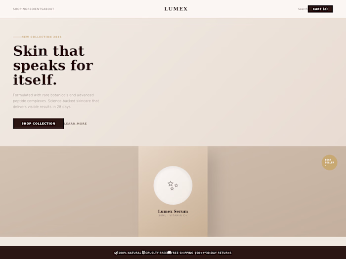 Luxury Skincare Shopify Storefront Design & Development