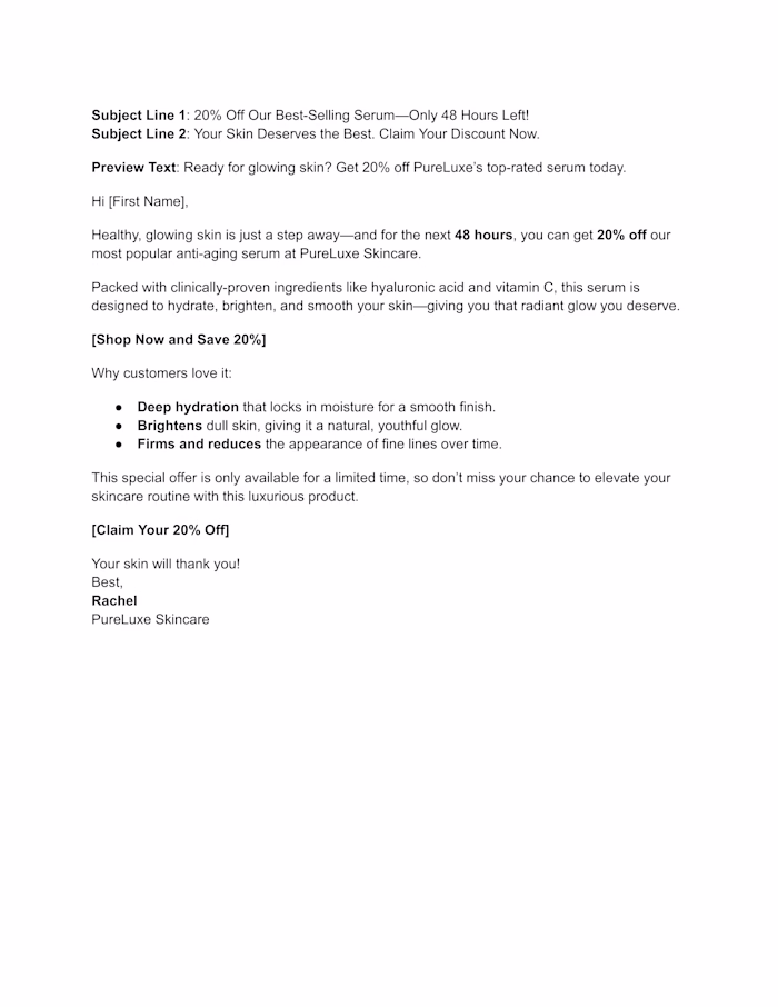 Glow Now - Limited-Time Sale Email