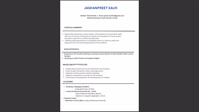 Data Entry & Resume Making
