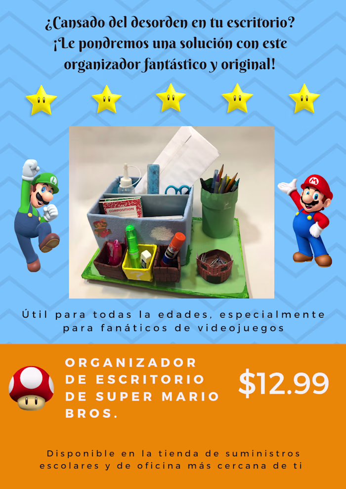 Super Mario Bros. desk organizer ad flyer