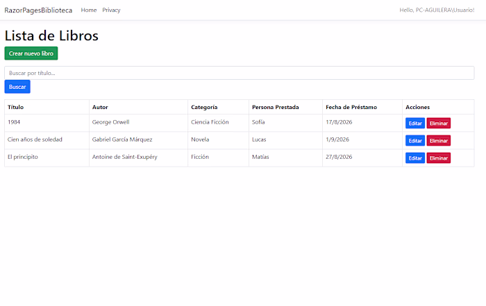 Library Management System — Razor Pages + EF Core