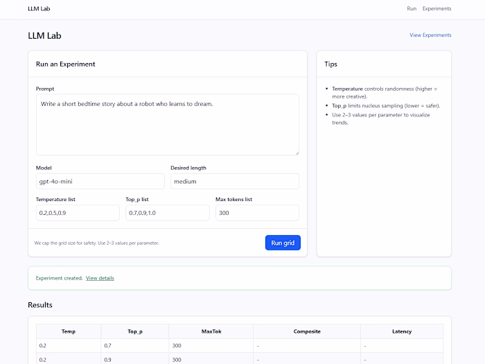 GenAI-Labs: LLM Parameter Explorer