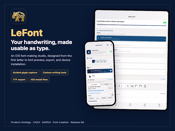 LeFont: Handwriting-to-Font App for iPhone and iPad