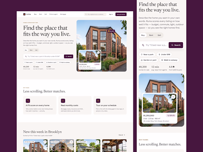 Landing page for a real estate company