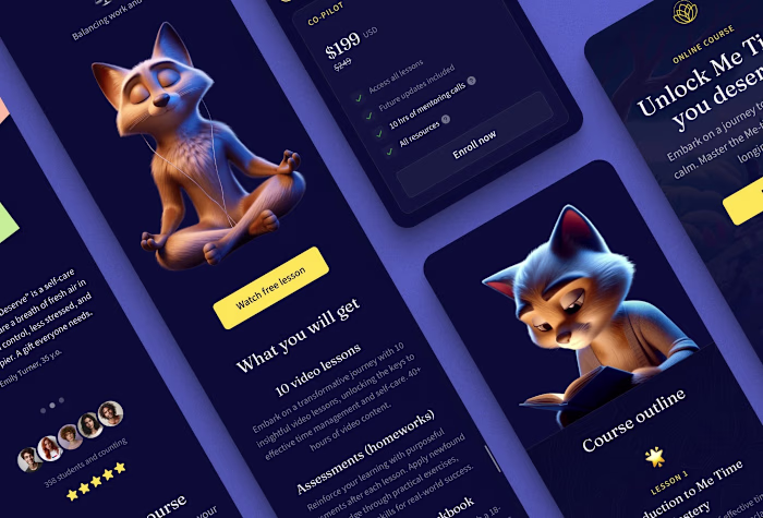 Online course landing page Framer template