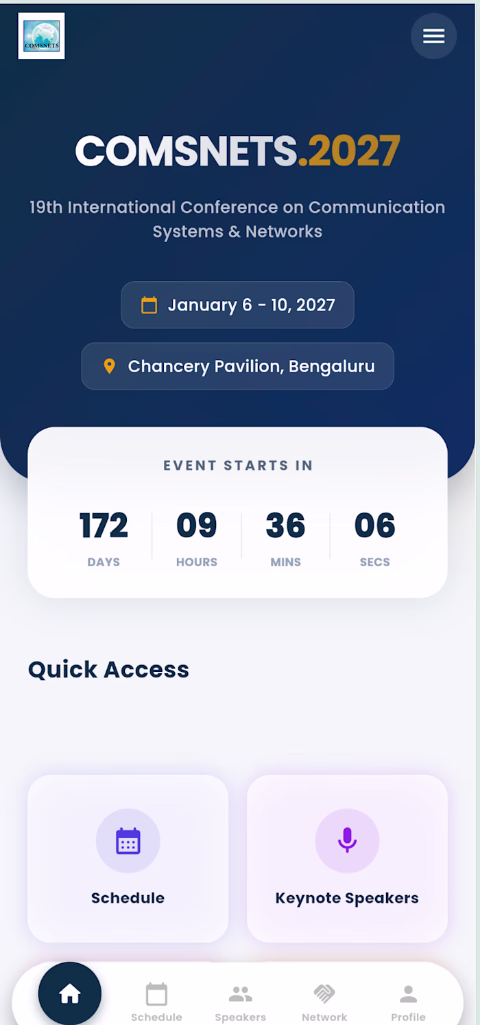 COMSNETS Mobile App — Real-Time Engagement Hub & Multi-Track...