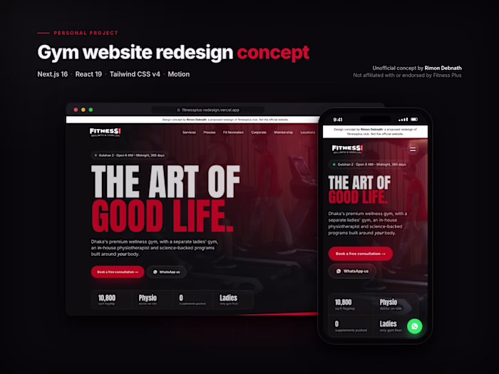 FitnessPlus: Unofficial Gym Website Redesign Concept