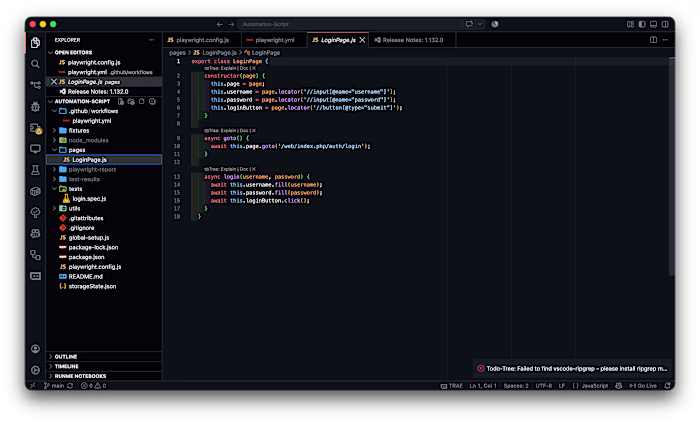 Built a Playwright Page Object